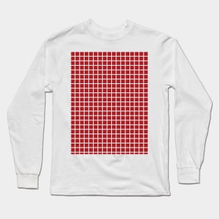 Red and White Graph Grid Pattern Long Sleeve T-Shirt